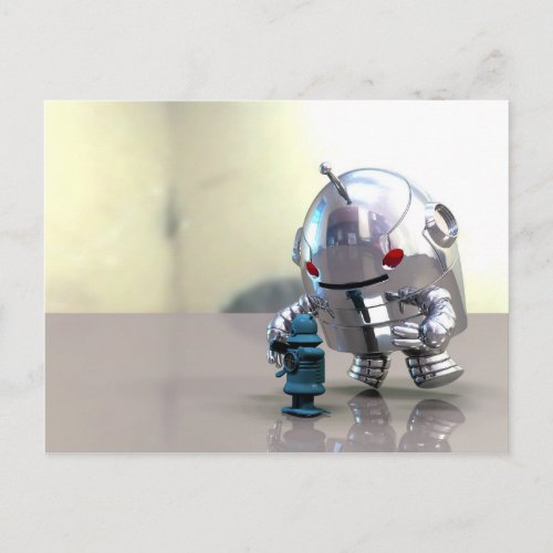 Jo Bot VS Little Blue Bot Postcard