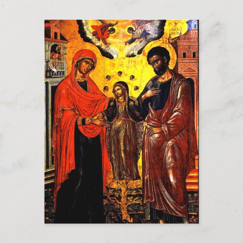 Joachim Anna and the Theotokos by Emmanuel Tzanes Postcard