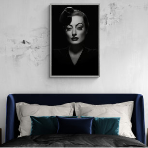 Joan Crawford black and white, old vintage poster