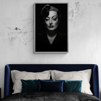Joan Crawford black and white, old vintage poster