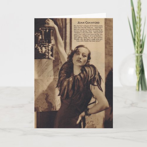 Joan Crawford vintage portrait with feathers Card