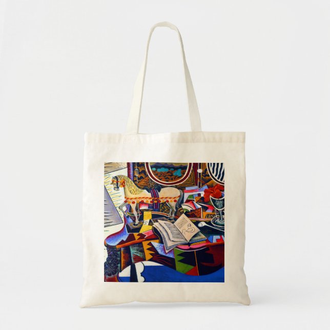 Joan Miro Horse Pipe and Red Flower Tote Bag (Front)