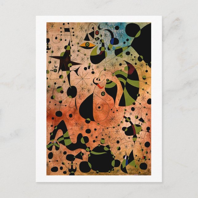 joan miro paintings art, abstract art poster postcard (Front)