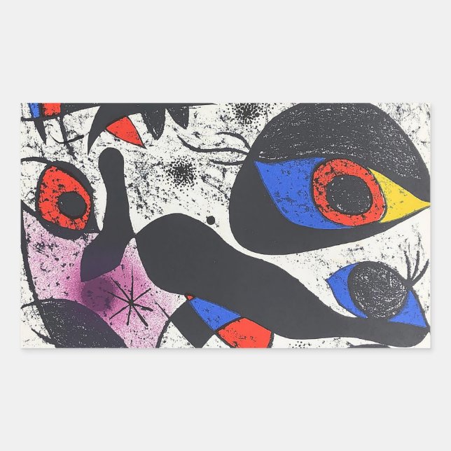 joan miro paintings art, abstract art rectangular sticker (Front)