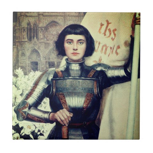 Joan of Arc Albert Lynch illustration Ceramic Tile