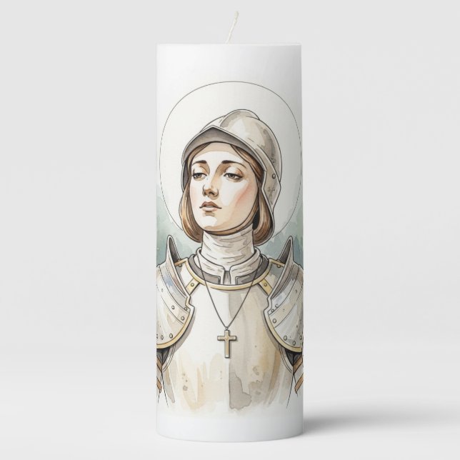 Joan of Arc , Catholic Gifts Pillar Candle (Front)