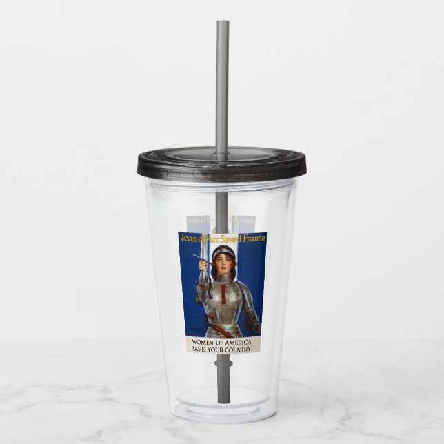 Joan of Arc French Heroine, Knight Maid of Orleans Acrylic Tumbler (Front)