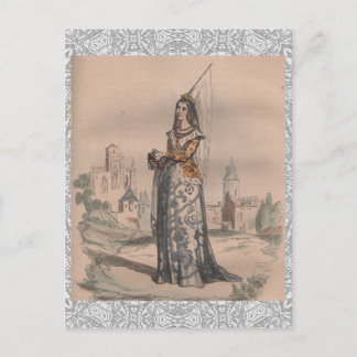 Joan of Arc Medieval French fashion costume lace Postcard