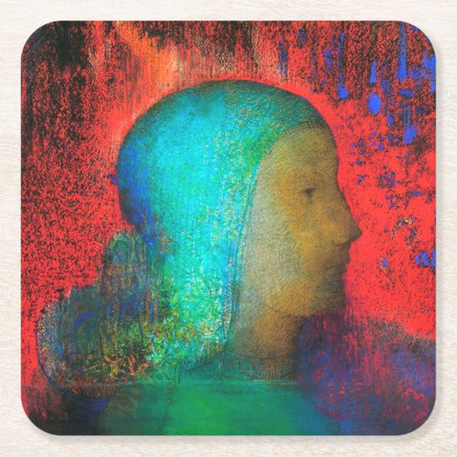 Joan of Arc, Redon Square Paper Coaster (Front)
