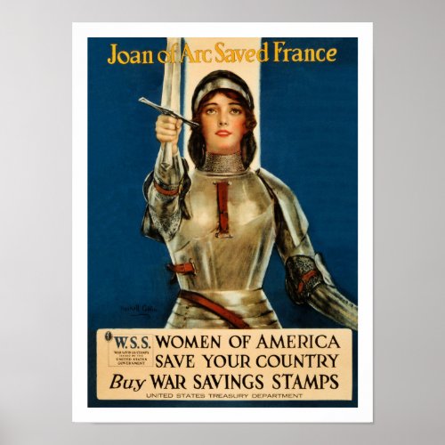 Joan Of Arc saved France World War 1 Poster