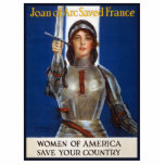 Joan of Arc: The Maid of Orleans, Knight Heroine Cutout<br><div class="desc">The WWI poster featuring Joan of Arc was a powerful piece of propaganda designed to galvanize American women into supporting the war effort. The image of Joan of Arc, a legendary French heroine who led her country to victory against the English, was strategically chosen to inspire patriotism and a sense...</div>