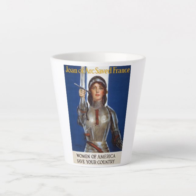 Joan of Arc: The Maid of Orleans, Knight Heroine Latte Mug (Front)