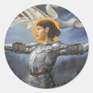 Joan of Arc with banner Classic Round Sticker