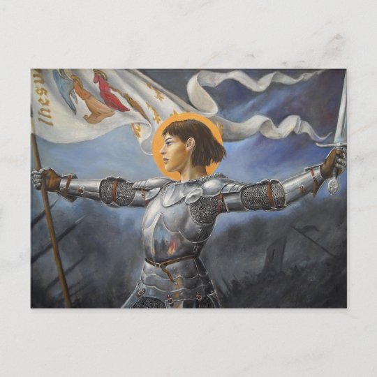 Joan of Arc with banner Postcard Zazzle com