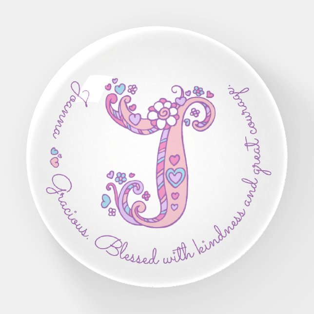 Joanna letter J doodle art name meaning Paperweight (Front)