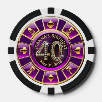 Joanna's Las Vegas 40th Birthday Casino | Purple Poker Chips by glamprettyweddings at Zazzle
