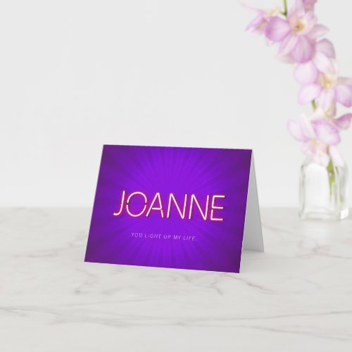 Joanne name in glowing neon lights card