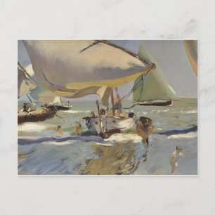 Joaquín Sorolla- Boats on the beach Postcard