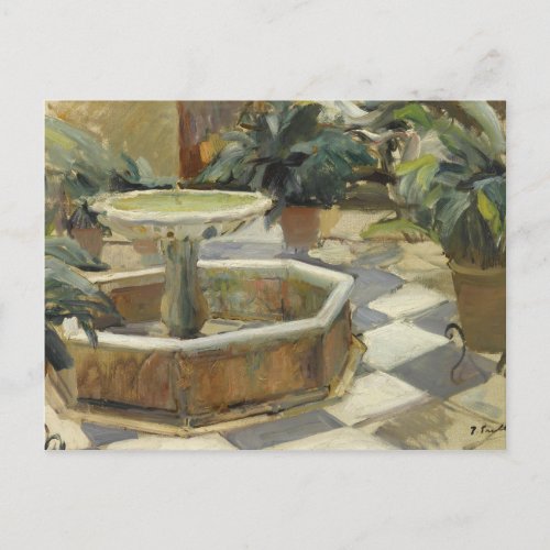 Joaquin Sorolla _ Fountain in a courtyard Postcard