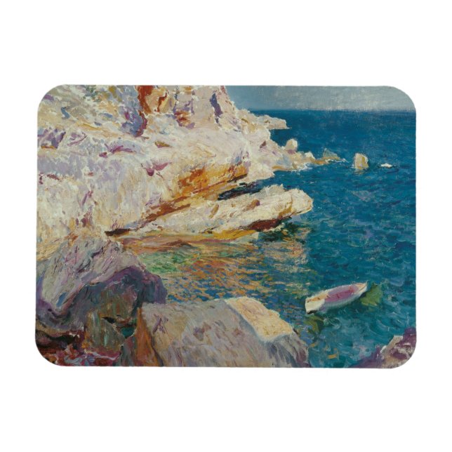 Joaquin Sorolla-Rocks of Javea and the White Boat Magnet (Horizontal)