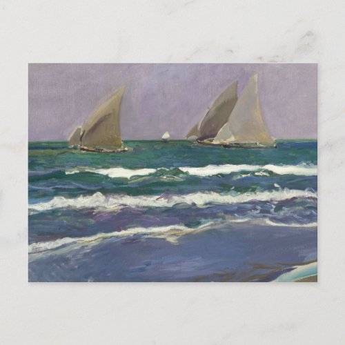 Joaquin Sorolla _ Ship Sails in the Sea Postcard