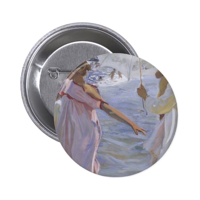 Joaquín Sorolla  Strolling along the seashore Pinback Button