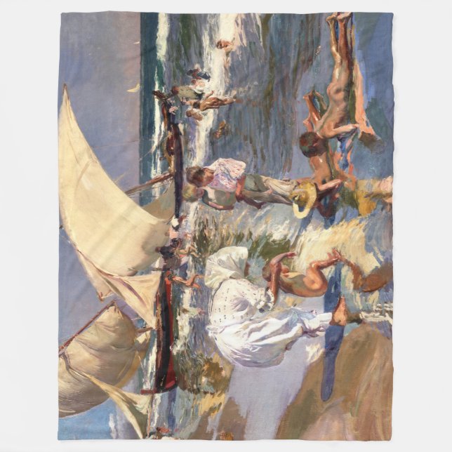 Joaquin Sorolla - Valencia Beach by Morning Light Fleece Blanket (Front)