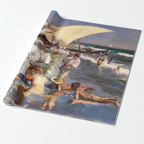 Joaquin Sorolla _ Valencia Beach by Morning Light Wrapping Paper