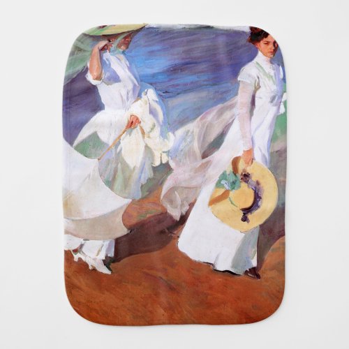 Joaquin Sorolla Women Walking Beach Baby Burp Cloth