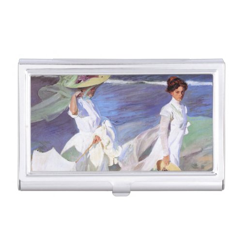 Joaquin Sorolla Women Walking Beach Business Card Case