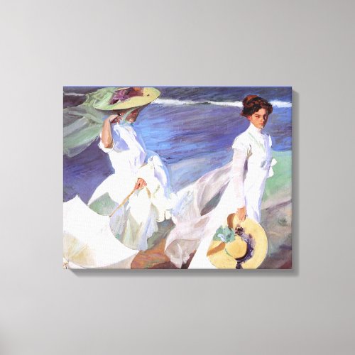 Joaquin Sorolla Women Walking Beach Canvas Print