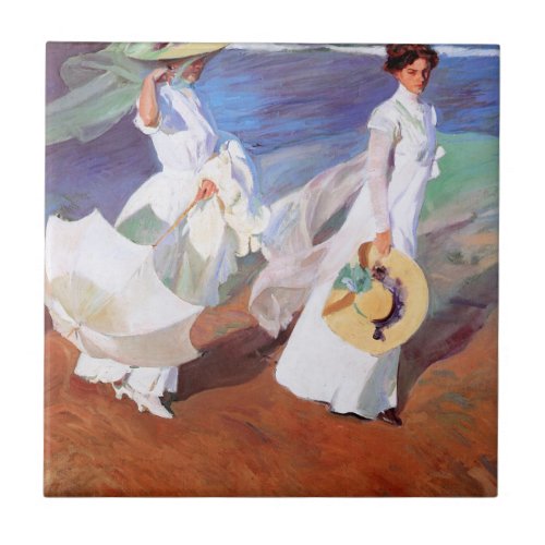 Joaquin Sorolla Women Walking Beach Ceramic Tile