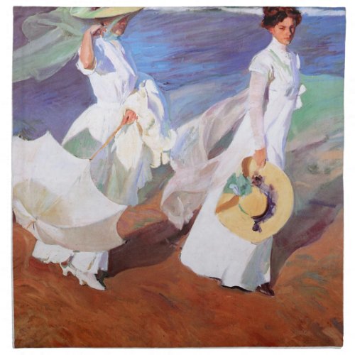 Joaquin Sorolla Women Walking Beach Cloth Napkin