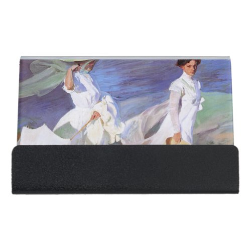 Joaquin Sorolla Women Walking Beach Desk Business Card Holder