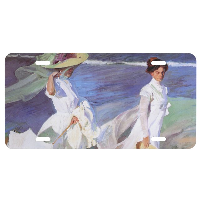 Joaquin Sorolla Women Walking Beach License Plate (Front)