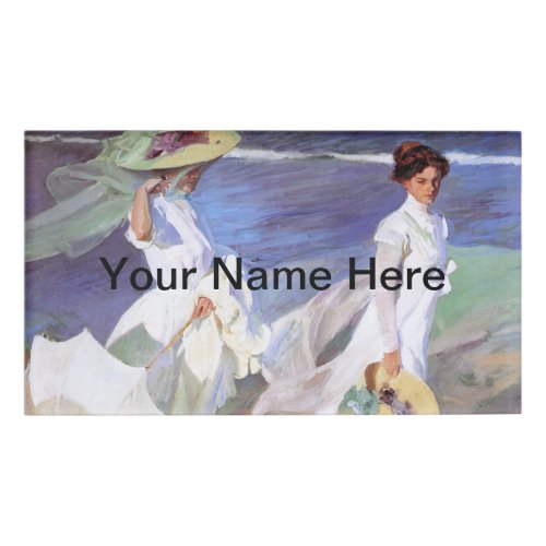 Joaquin Sorolla Women Walking Beach Name Tag