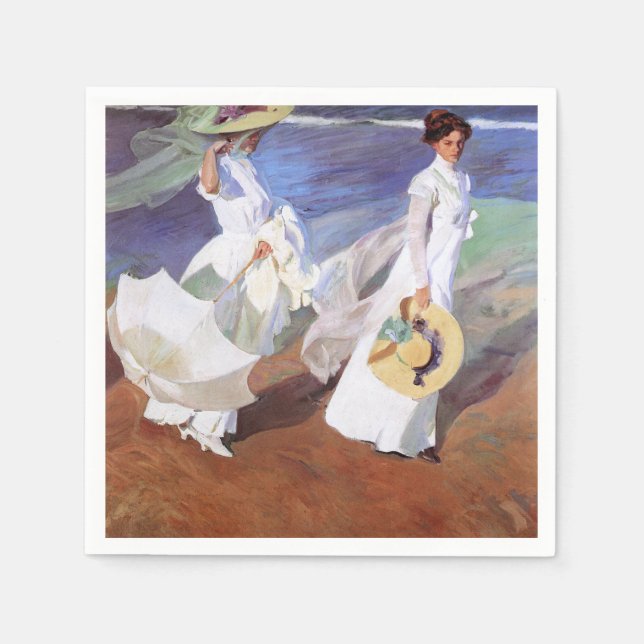 Joaquin Sorolla Women Walking Beach Napkins (Front)