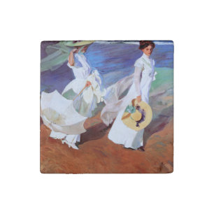 Joaquin Sorolla Women Walking Beach Stone Magnet