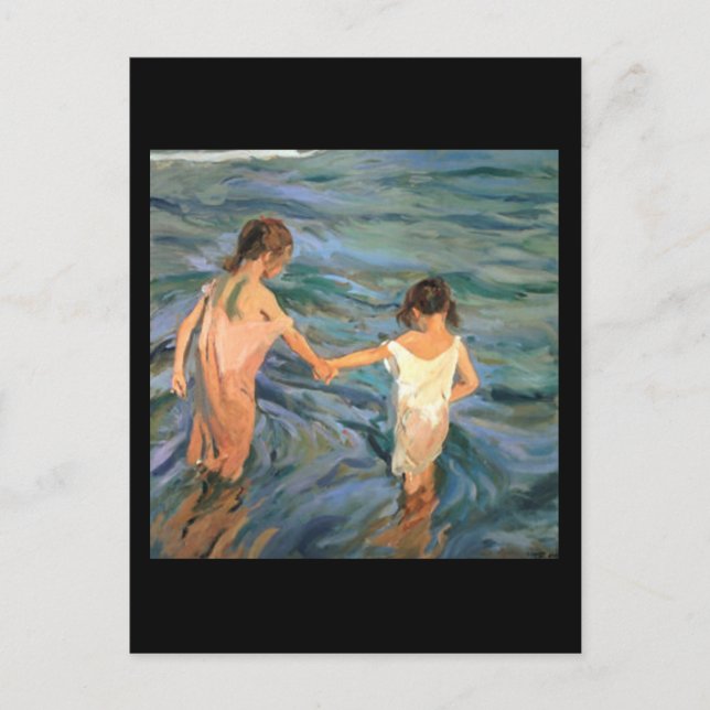 Joaquín Sorolla y Bastida Children in the Sea Postcard (Front)