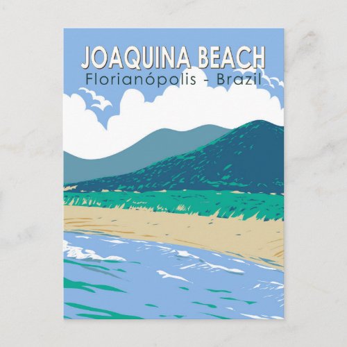 Joaquina Beach Brazil Travel Art Vintage Postcard