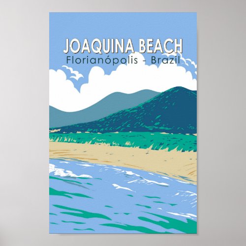 Joaquina Beach Brazil Travel Art Vintage Poster