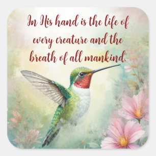Job 12:10 Scripture Life of Every Creature Square Sticker