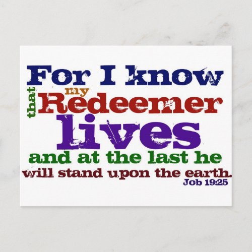 Job 1925  For I know that my Redeemer lives and Postcard