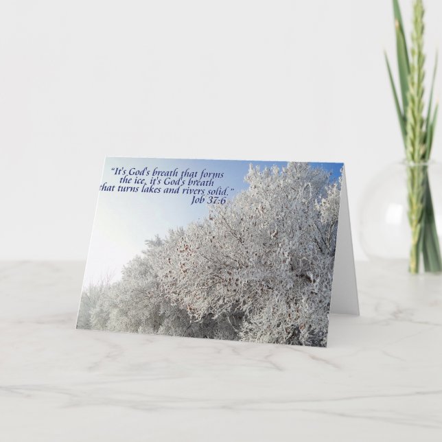 Job 37:6 Inspirational Winter Landscape Card (Front)