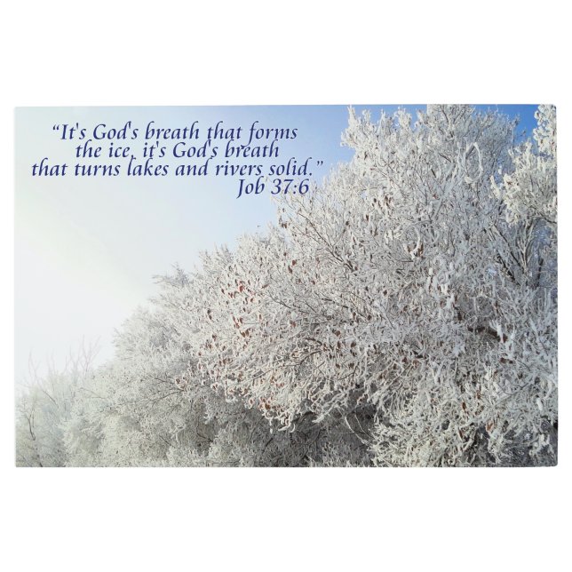 Job 37:6 Inspirational Winter Landscape Metal Print (Front)