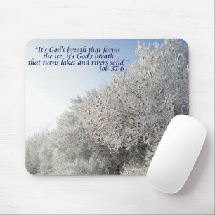 Job 37:6 Inspirational Winter Landscape Mousepad