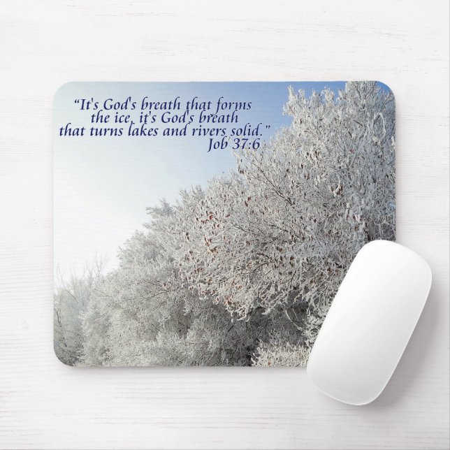 Job 37:6 Inspirational Winter Landscape Mousepad (With Mouse)