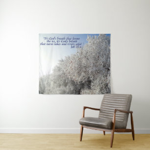 Job 37:6 Inspirational Winter Landscape Tapestry