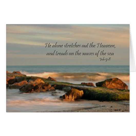 Job 9:8 Seascape with rocks and waves Cards (Front Horizontal)