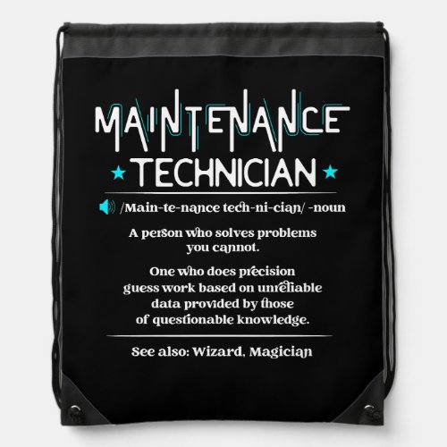 Job Definition Funny Maintenance Technician Engine Drawstring Bag